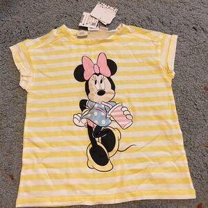 Zara Yellow Striped Minnie Mouse Tee